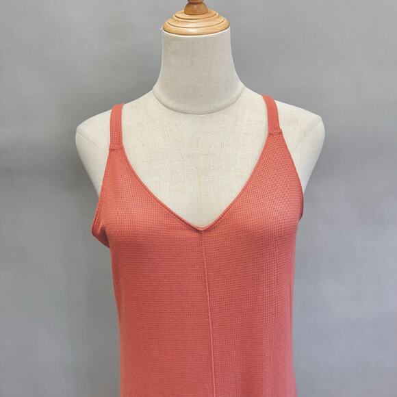 Athleta pink waffle knit Wind Down jumpsuit Size Small v neck wide leg - Picture 3 of 15